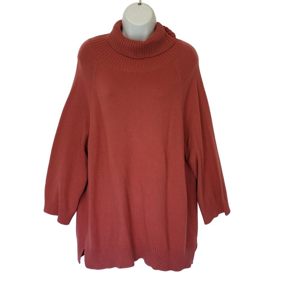 Soft Surroundings Oversized Button-Back Sweater L  Turtleneck Pullover 45% Polya